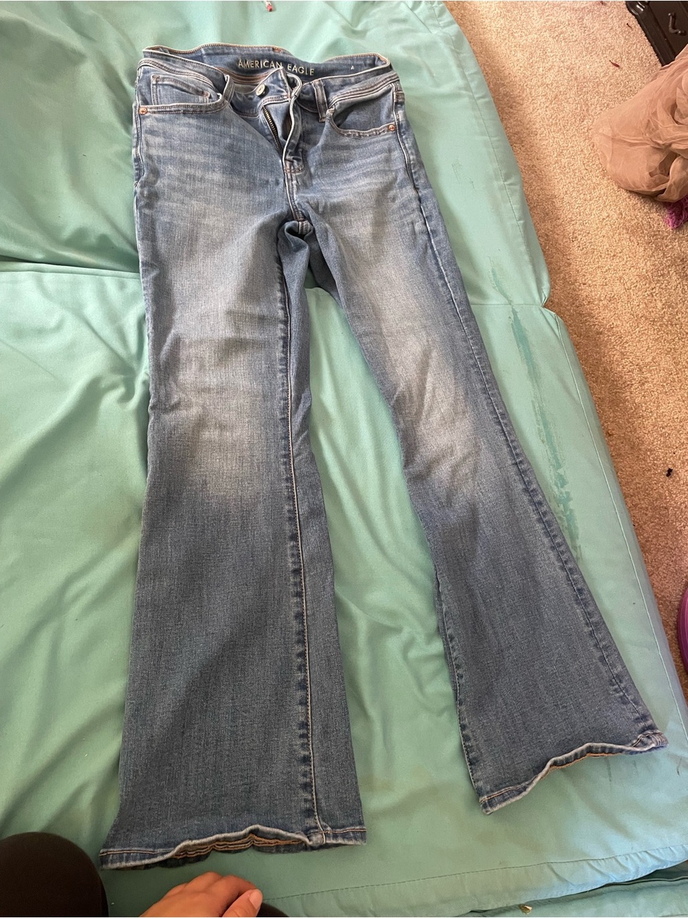 American Eagle Outfitters Medium Light Blue Bootcut Jeans for Women